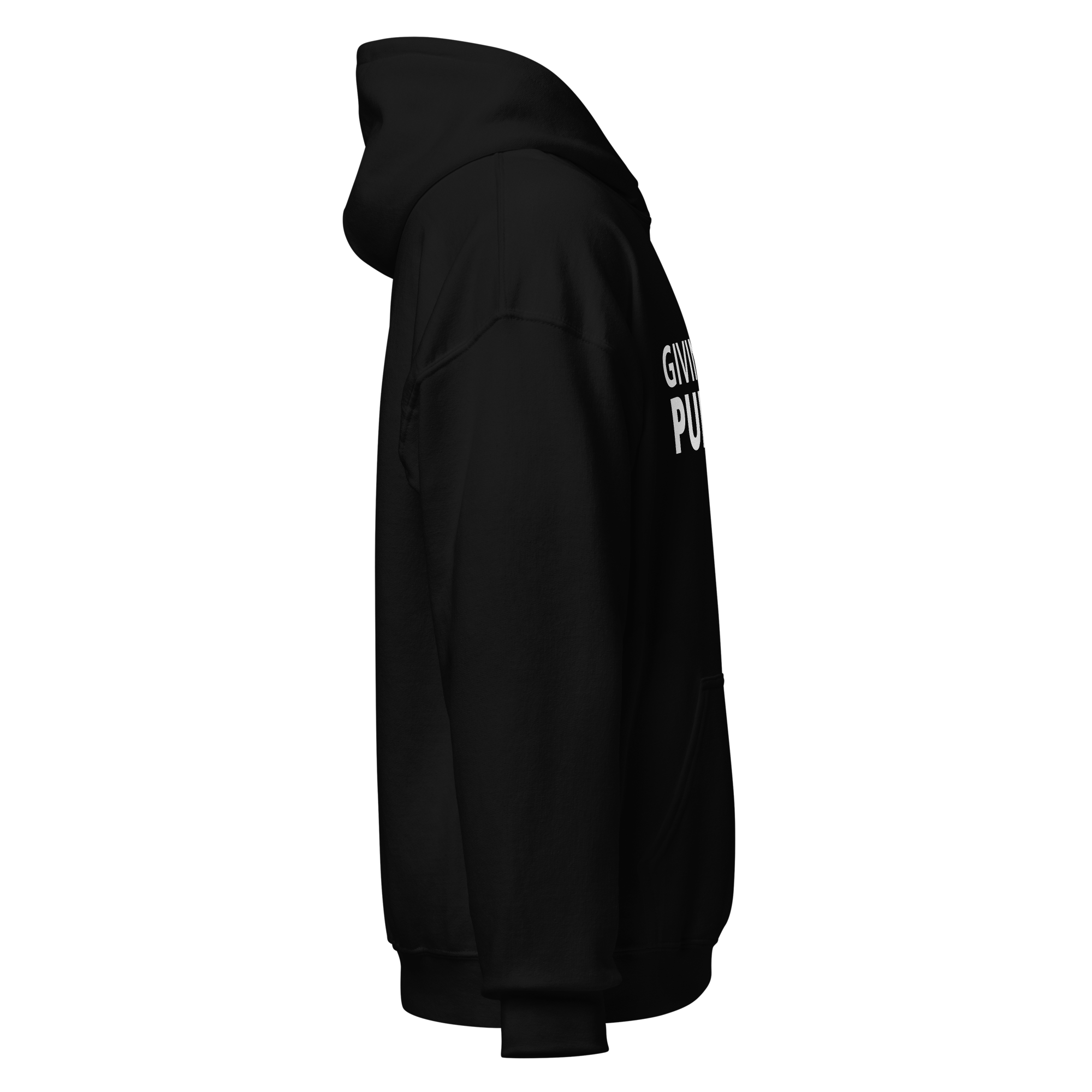 Black Purpose Hoodie with bold The Pain Game Podcast text design, representing resilience and personal power.