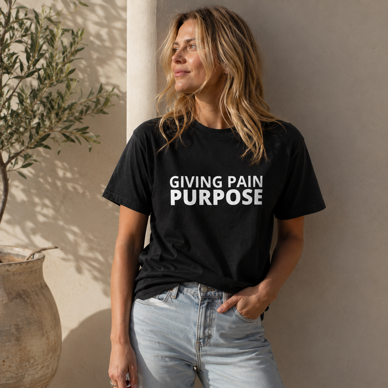 Woman in the core tee black