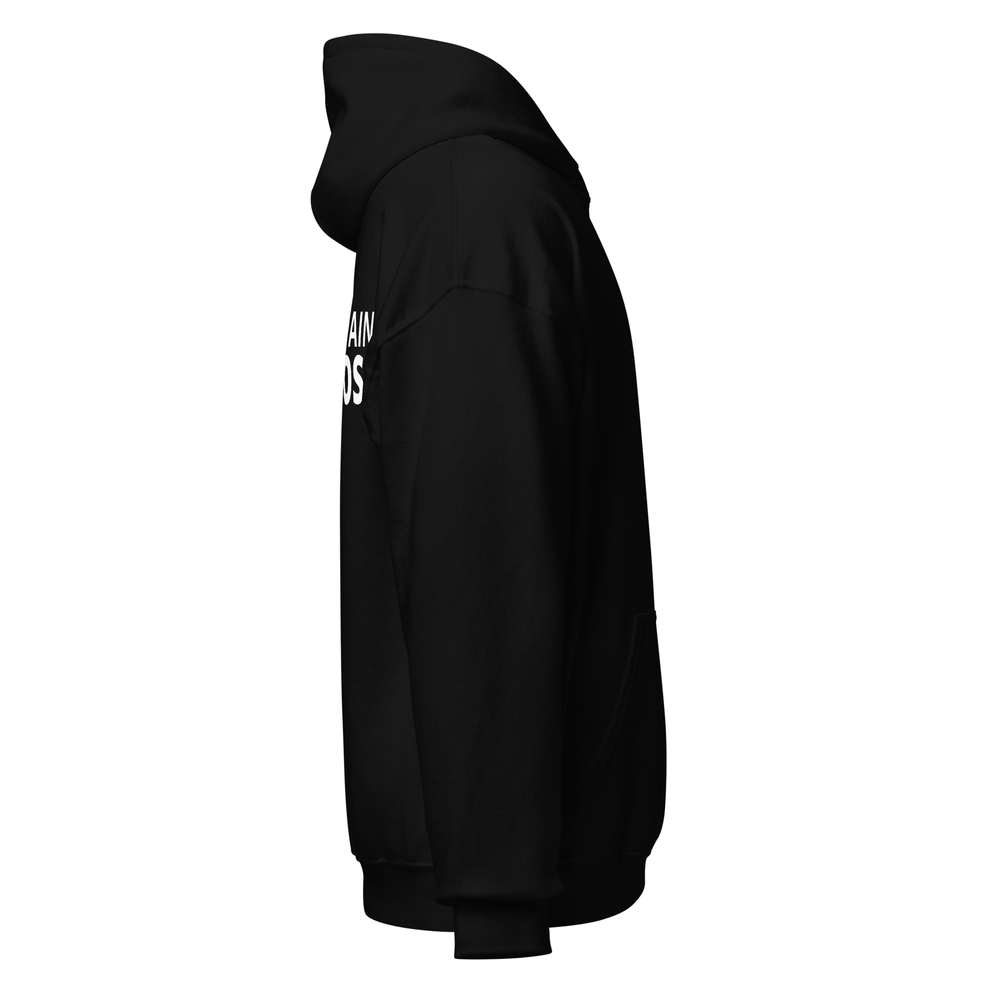 Black Statement Hoodie with empowering The Pain Game Podcast design, bold streetwear for resilient individuals.
