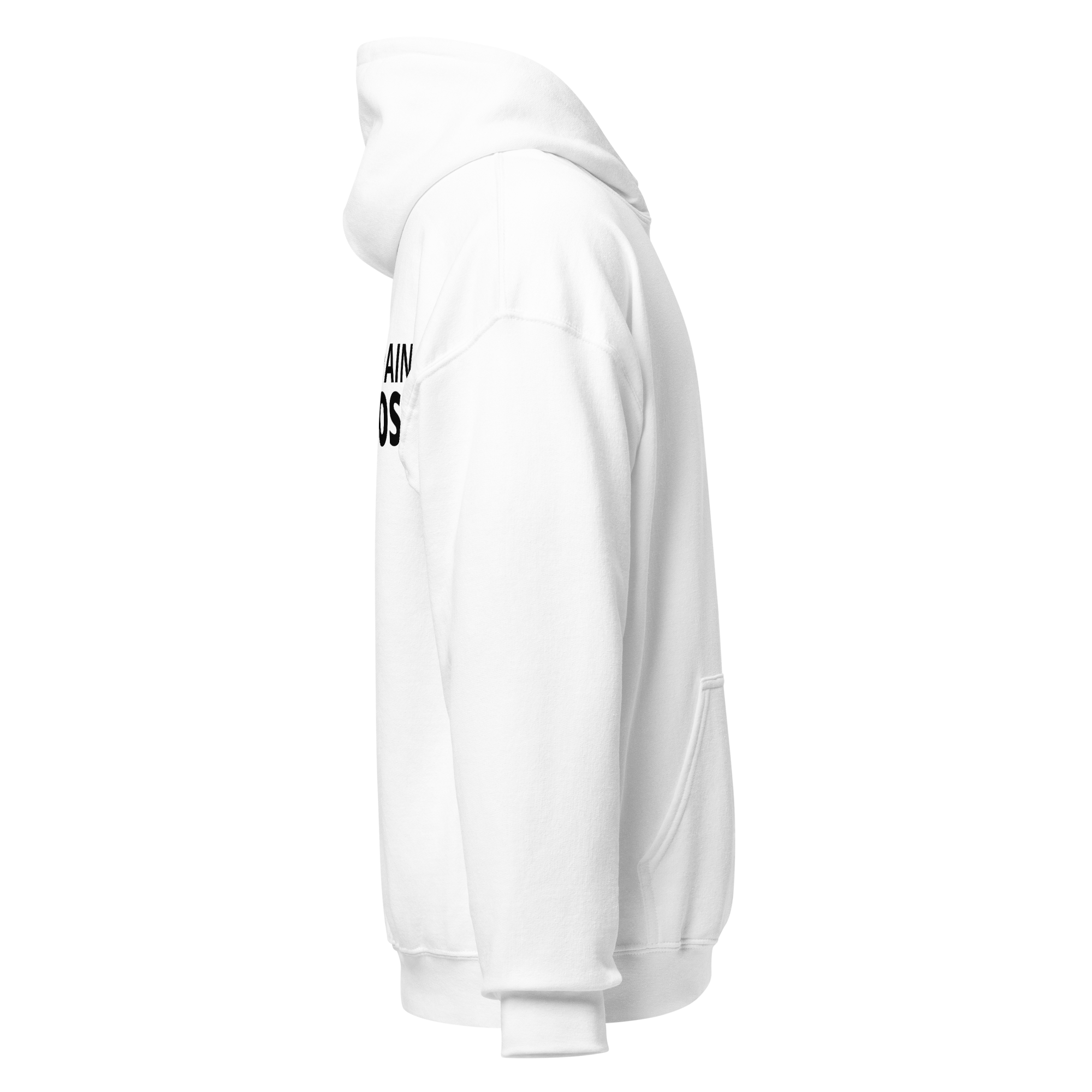 White Statement Hoodie with bold The Pain Game Podcast messaging, designed for confidence and self-expression.