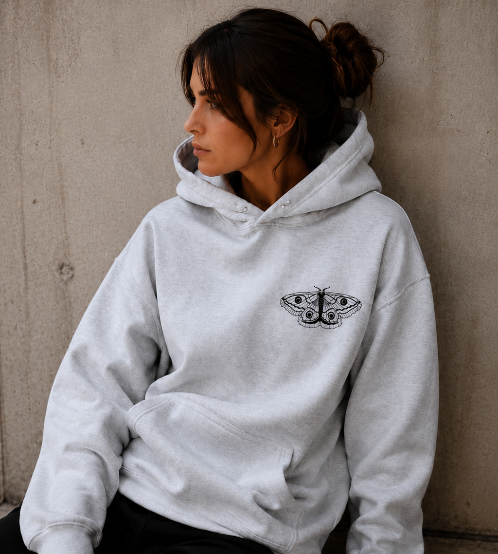 woman wearing the becoming hoodie